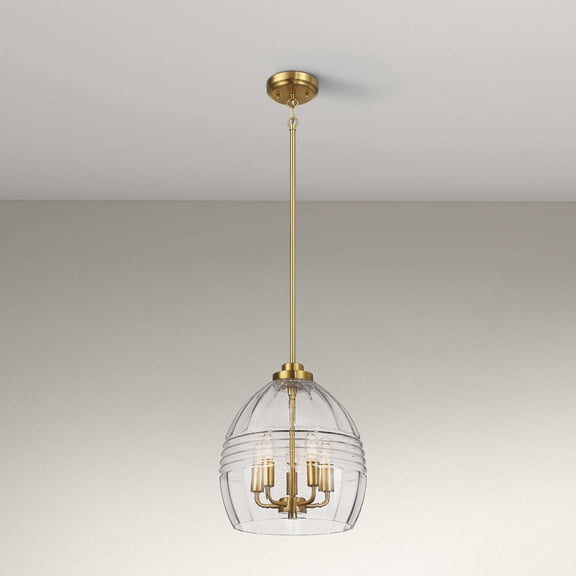 Table Lamp Zen Five Pendant Chain Hanging Light with Clear Glass - Satin Brass,LED Lamp