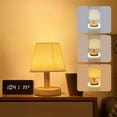 thumbnail image 1 of Table Lamp for Bedroom 3 Way Dimmable Nightstand Lamp with Round Flaxen Fabric Shade for Living Room Office Dorm, Solid Wood, Led Bulb Included, 1 of 8