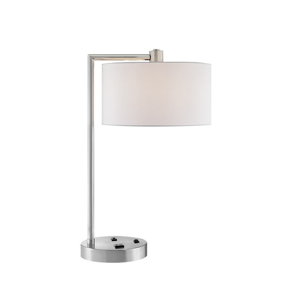 Table Lamp in Brushed Nickel Finish with White Shade