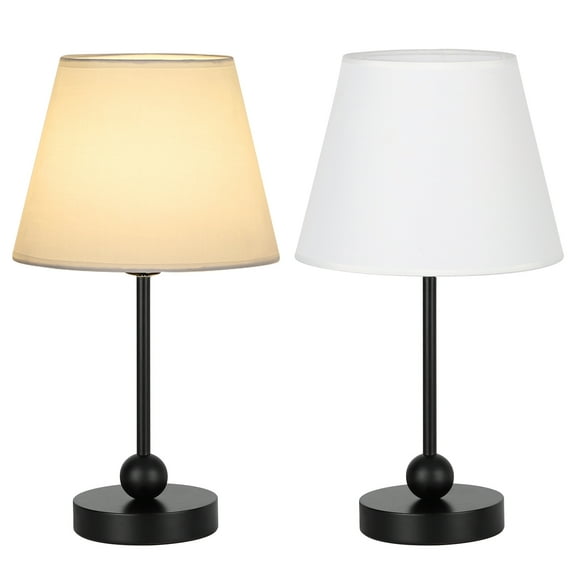 Table Lamp with Black Wood Base and Round Ball Stand