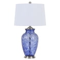 thumbnail image 1 of Table Lamp with Drum Shade and Glass Jar Base, White and Blue - Saltoro Sherpi, 1 of 5