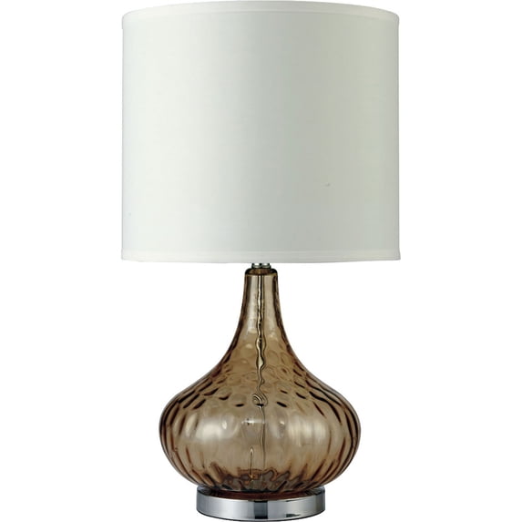 Table Lamp with Gourd Shaped Body and Stable Metal Support, Glass - Saltoro Sherpi