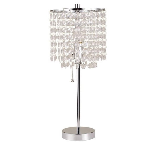 Table Lamp with Hanging Crystal Beads, Clear