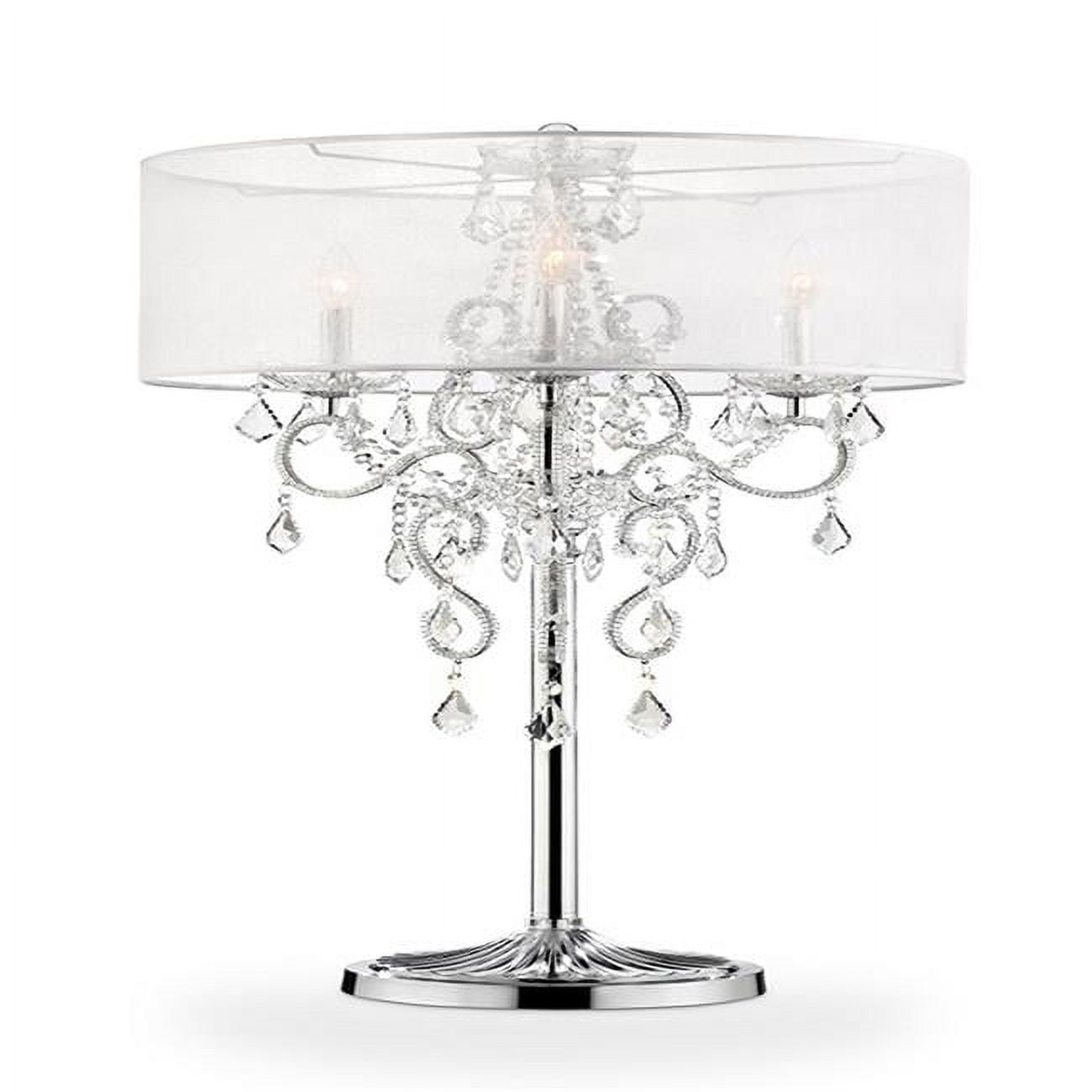 Evangelia 35" Silver Chrome Crystal Embroidered Table Lamp