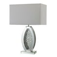 thumbnail image 1 of Table Lamp with Mirrored Geometric Body and Crystal Embedding, Silver - Saltoro Sherpi, 1 of 5