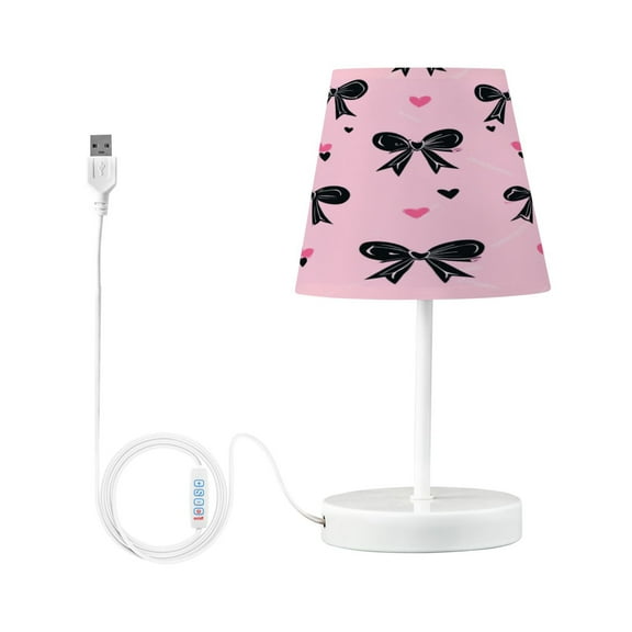 Table Lamps 3 Color 10 Way Dimmable LED Nightstand Lamp for Bedroom, Living Room, Home Office Black Bows Small