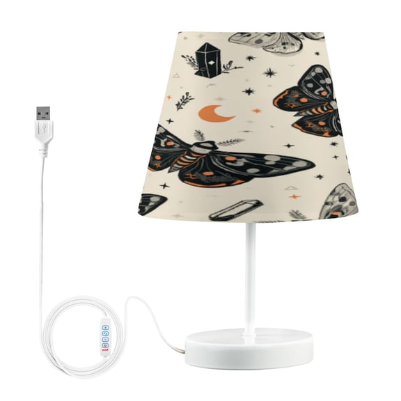 Table Lamps 3 Color 10 Way Dimmable LED Nightstand Lamp for Bedroom, Living Room, Home Office Black and White Moths Medium