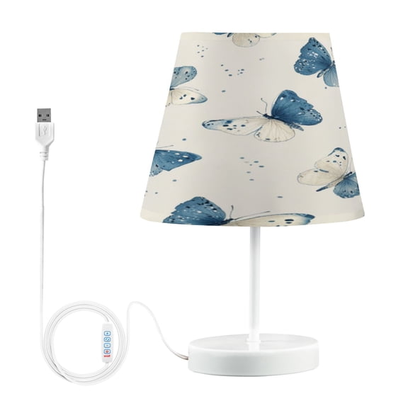 Table Lamps 3 Color 10 Way Dimmable LED Nightstand Lamp for Bedroom, Living Room, Home Office Blue Watercolor Butterflies Medium