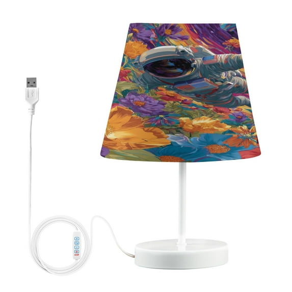 Table Lamps 3 Color 10 Way Dimmable LED Nightstand Lamp for Bedroom, Living Room, Home Office Colorful Flowers and Planets Medium