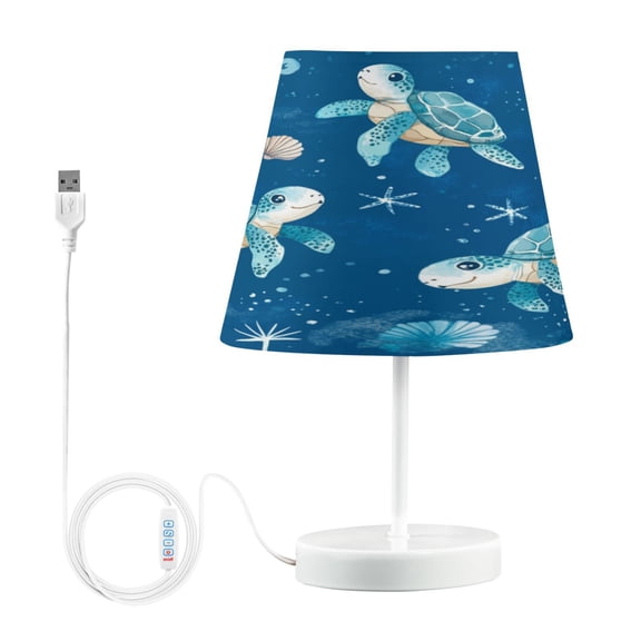 Table Lamps 3 Color 10 Way Dimmable LED Nightstand Lamp for Bedroom, Living Room, Home Office Cute Turtles Pattern Medium