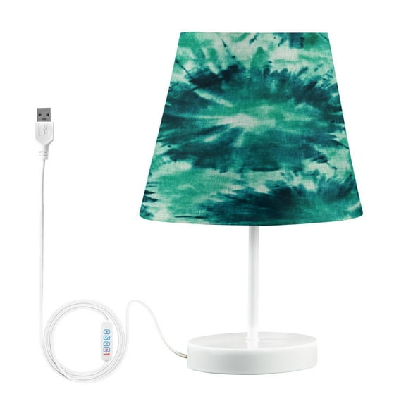 Table Lamps 3 Color 10 Way Dimmable LED Nightstand Lamp for Bedroom, Living Room, Home Office Dark Teal Tie-dye Pattern Medium