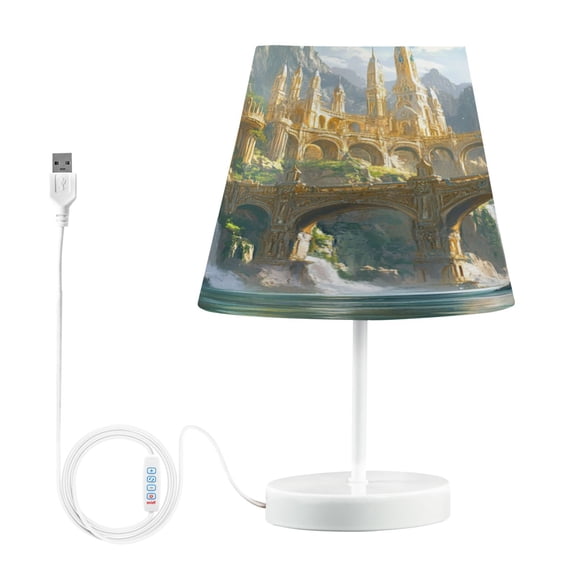 Table Lamps 3 Color 10 Way Dimmable LED Nightstand Lamp for Bedroom, Living Room, Home Office Fantasy City Bridge Medium