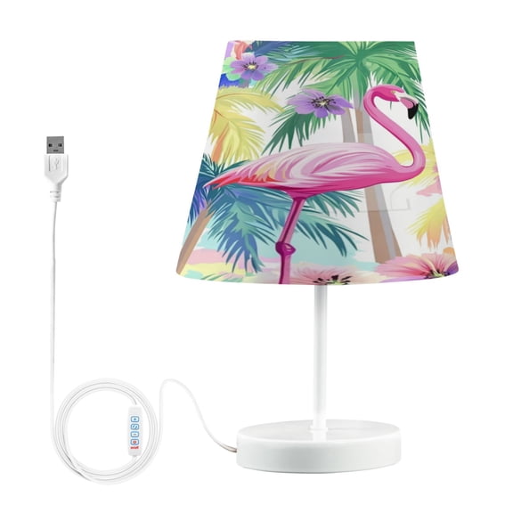 Table Lamps 3 Color 10 Way Dimmable LED Nightstand Lamp for Bedroom, Living Room, Home Office Flamingos and Palm Trees Medium