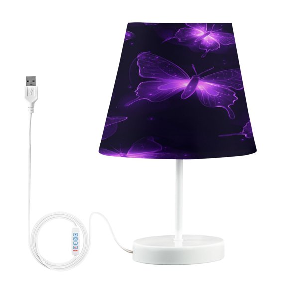 Table Lamps 3 Color 10 Way Dimmable LED Nightstand Lamp for Bedroom, Living Room, Home Office Glowing Butterflies Pattern Medium