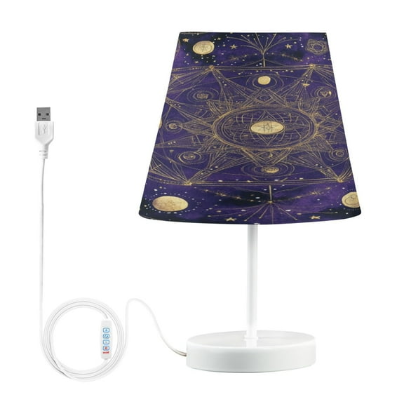 Table Lamps 3 Color 10 Way Dimmable LED Nightstand Lamp for Bedroom, Living Room, Home Office Gold Celestial Pattern Medium