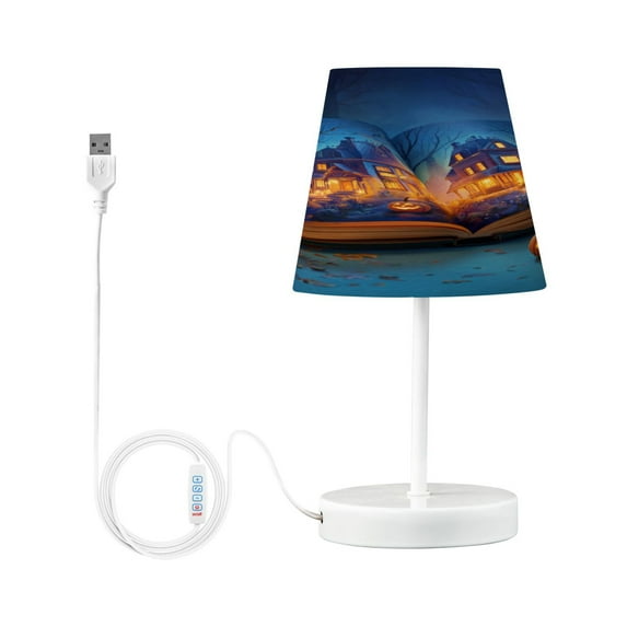 Table Lamps 3 Color 10 Way Dimmable LED Nightstand Lamp for Bedroom, Living Room, Home Office Halloween Themed Illustration Book Small