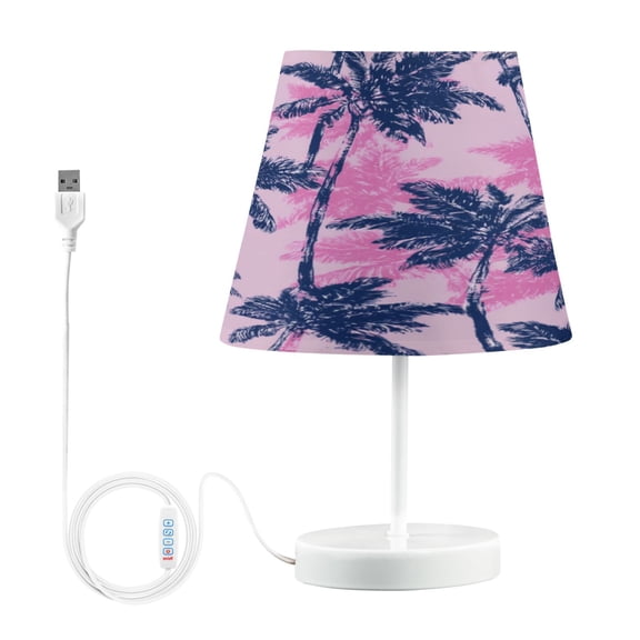 Table Lamps 3 Color 10 Way Dimmable LED Nightstand Lamp for Bedroom, Living Room, Home Office Navy Blue Palm Tree Medium