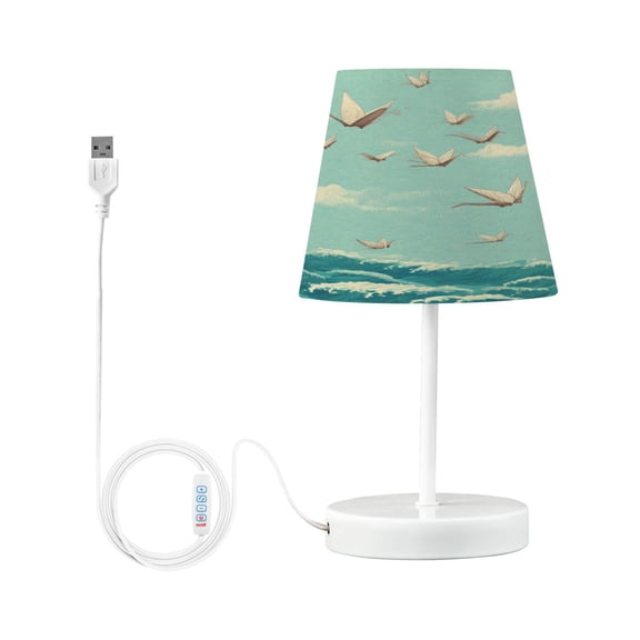 Table Lamps 3 Color 10 Way Dimmable LED Nightstand Lamp for Bedroom, Living Room, Home Office Paper Cranes Pattern Small