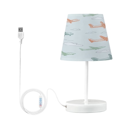 Table Lamps 3 Color 10 Way Dimmable LED Nightstand Lamp for Bedroom, Living Room, Home Office Pastel Doodle Airplanes Small