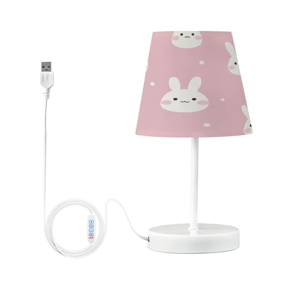 Table Lamps 3 Color 10 Way Dimmable LED Nightstand Lamp for Bedroom, Living Room, Home Office Pink Cute Bunnies Small