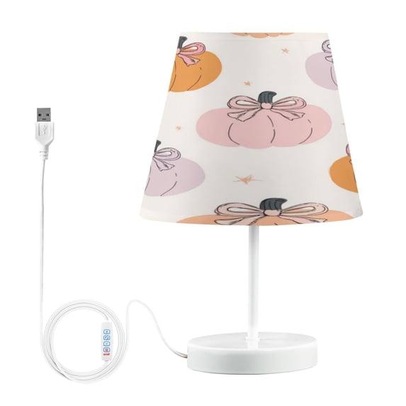 Table Lamps 3 Color 10 Way Dimmable LED Nightstand Lamp for Bedroom, Living Room, Home Office Pumpkins with Bows Medium
