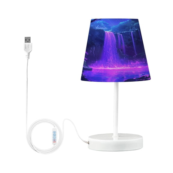 Table Lamps 3 Color 10 Way Dimmable LED Nightstand Lamp for Bedroom, Living Room, Home Office Purple Neon Waterfall Small