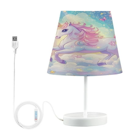 Table Lamps 3 Color 10 Way Dimmable LED Nightstand Lamp for Bedroom, Living Room, Home Office Rainbow Colors Unicorn Medium