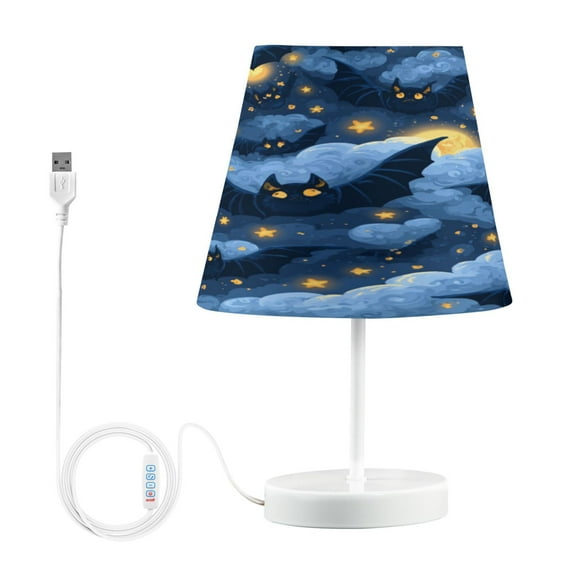 Table Lamps 3 Color 10 Way Dimmable LED Nightstand Lamp for Bedroom, Living Room, Home Office Stars and Bats Medium