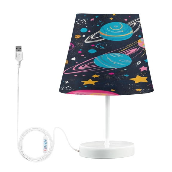 Table Lamps 3 Color 10 Way Dimmable LED Nightstand Lamp for Bedroom, Living Room, Home Office Stars and Planets Pattern Medium
