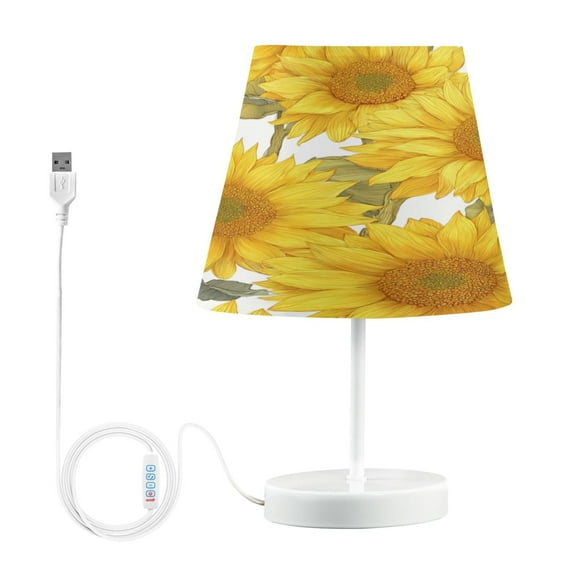 Table Lamps 3 Color 10 Way Dimmable LED Nightstand Lamp for Bedroom, Living Room, Home Office Sunflowers Pattern Medium