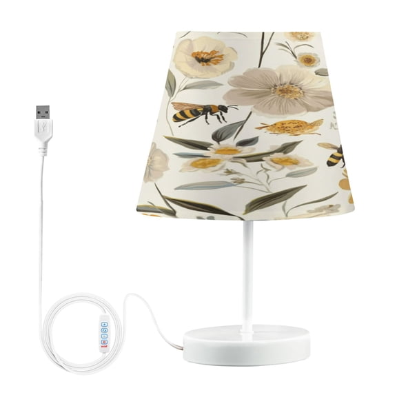 Table Lamps 3 Color 10 Way Dimmable LED Nightstand Lamp for Bedroom, Living Room, Home Office Various Flowers and Bees Medium