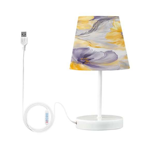 Table Lamps 3 Color 10 Way Dimmable LED Nightstand Lamp for Bedroom, Living Room, Home Office Watercolor Yellow Flowers Small