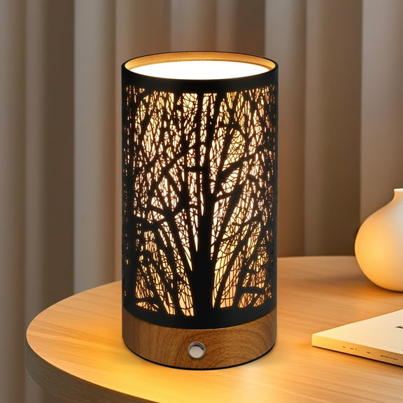 Table Lamps for Bedroom, 3-Way Dimmable Touch Control Bedside Lamp, Nightstand Lamp with Metal Branch Shade for Office, Living Room, Reading(E26 Light Bulb Included)