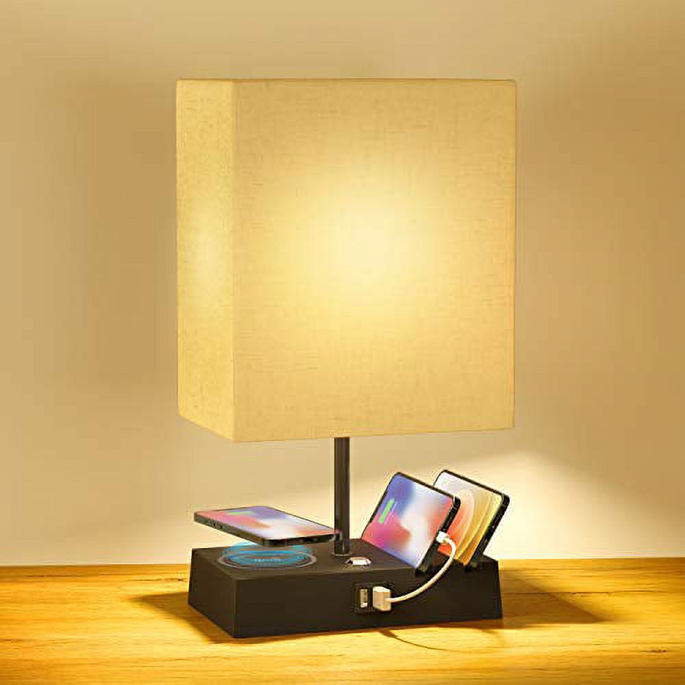 Table Lamps for Bedroom, Touch Control Bedside Lamp with 2 USB Port and