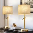 thumbnail image 1 of Table Lamps Set of 2, Adjustable Height Bedside Lamps Marble Table Lamps with Pull Chain Nightstand Lamps Modern Table Lamp for Living Room Bedroom Office Bulbs Not Included(Gold), 1 of 14