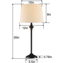 Table Lamps Set of 2 for Living Room, Buffet Lamps Black Nightstand Lamps with Fabric Shade 26" Bedside Desk Lamps for Bedroom, Living Room, Office, Kids Room