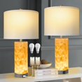 thumbnail image 1 of Table Lamps Set of 2, Modern Coastal Bedside Lamp with 2 USB Ports, 3-Way Dimmable White Shell Nightstand Lamp for Bedroom Living Room Office College Bookcase (LED Bulbs Included), 1 of 14