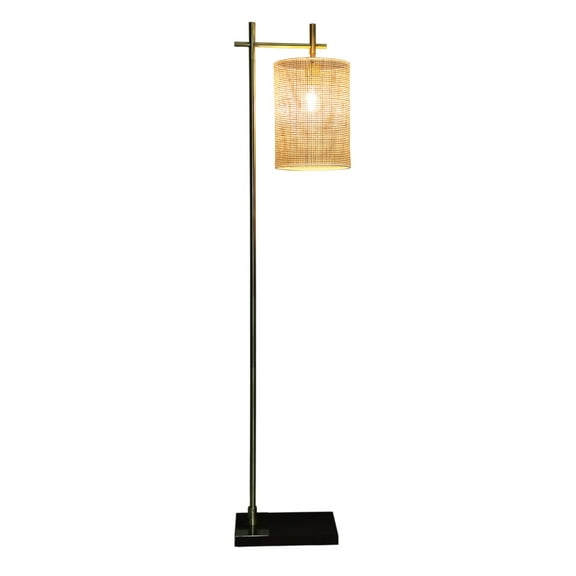 Table Lamps Tall Corner Floor Lamp, Standing Light for Living Room, Bedroom & Office Space Illumination Brizo Bamboo Lampshade Floor Lamp Dark brown and Bronze 110V,Floor Lamps