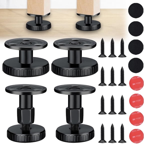 Table Leg Extenders, 4Pcs Adjustable Levelling Feet, 27-64cm Heavy Duty Furniture Levelers for Table Cabinets Chairs Bar Stool Desk Dresser Wood Legs (Black)