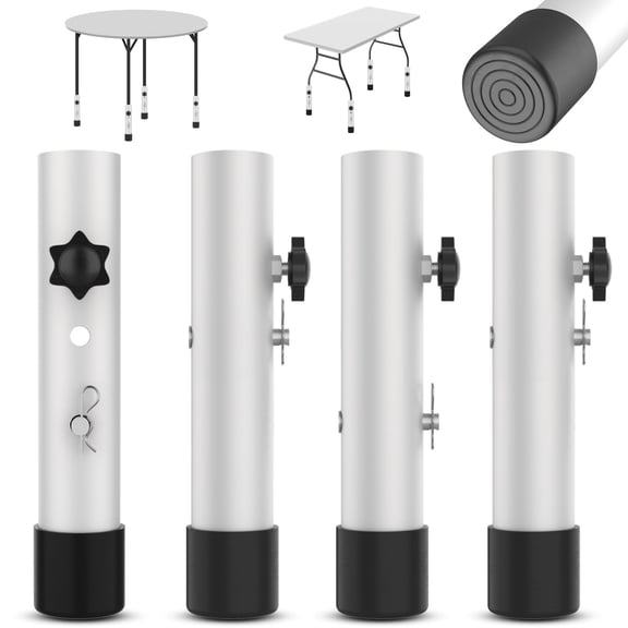 Table Leg Extenders White Highly Durable Steel Folding Risers Extensions Fits Straight & Bent Height Extender For Rise Card 3.6/5.2 Inch Wobble-free