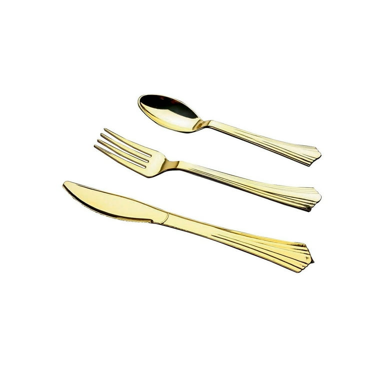 Gourmet Gold Assorted Plastic Cutlery, Mediumweight, 20 Forks, 15 Knives, 15 Spoons/Pack Gourmet Gold Assorted Plastic Cutlery, Mediumweight, 20 Forks, 15 Knives, 15 Spoons/Pack