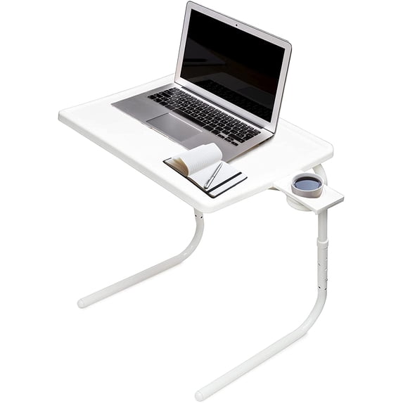 Table Mate II TV Tray and Cup Holder Large Folding Table, Large, White