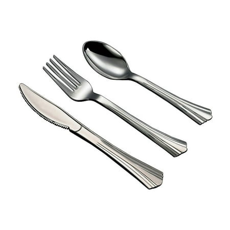 Table Mate Sterling Silver Plastic Cutlery Assorted 50/CT 8305A-SV