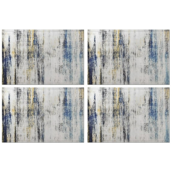 Table Mats and Placemats Set of 4 Pieces,Teal Blue Placemats Modern Art,Blue Grey Abstract Art Cloth Place Mats for Kitchen,Linen Material for Dining Table Restaurant & Camping