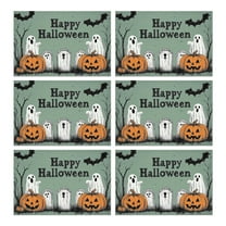 Table Mats Set of 6 Happy Halloween Horror Pumpkin Ghost Place Mats Washable Anti-Skid Table Mats for Halloween Dining Table Accessories 12x18in Seasonal Fall Holiday Dining Table Mats