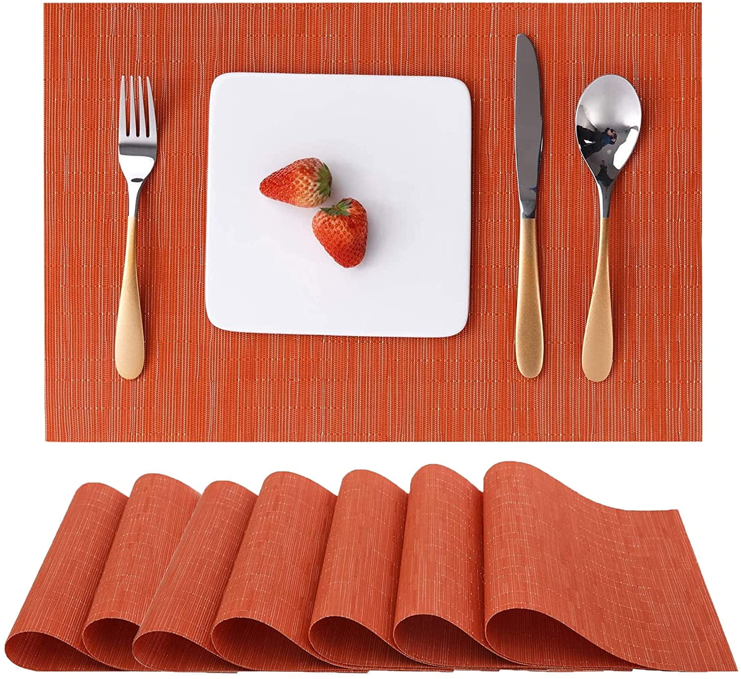 Table Mats Set of 6 Indoor Placemats Washable NonSlip Heatproof Woven