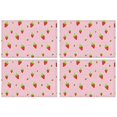 thumbnail image 1 of Table Mats Strawberry Print Set of 4, Flax Linen Wrinkle Free Heat Resistant Dining Decor, Cute Red Fruit Pattern for Summer Kitchen Style, 1 of 6