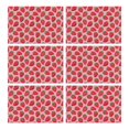 thumbnail image 1 of Table Mats Strawberry Print Set of 6, Flax Linen Wrinkle Free Heat Resistant Dining Decor, Cute Red Fruit Pattern for Summer Kitchen Style, 1 of 5