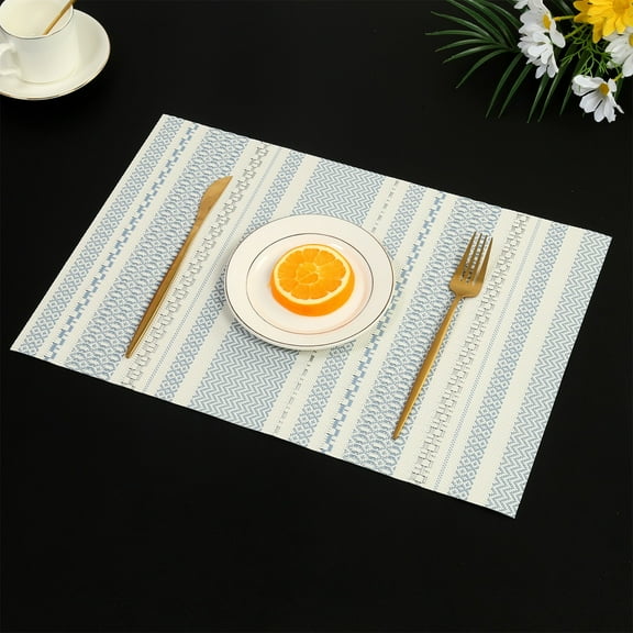 Table Mats Washable& Wipeable Plastic Placemats for Kitchen Indoor Outdoor Heat Resistant Non Slip PVC Table Placemats Protect Dining Table Place mats(Blue)