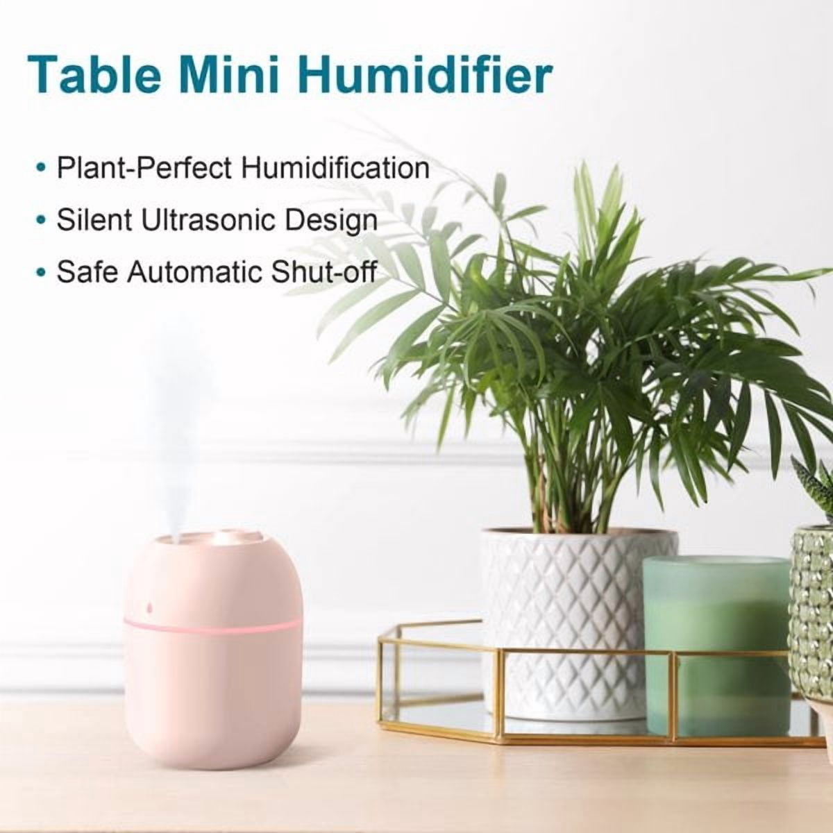 Table Mini Humidifier - Ultrasonic Silent, 0.5-1L USB, Auto Shut-Off - Ideal for Home, Baby Room, Plant Care